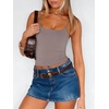 image:imageANRABESS Tank Tops for Women Summer Double Lined Sleeveless TopKhaki Pink