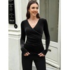 image:imageANRABESS Velvet Tops for Women Wrap Long Sleeve V Neck Shirt Dressy BlouseBlack