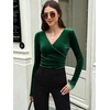 image:imageANRABESS Velvet Tops for Women Wrap Long Sleeve V Neck Shirt Dressy BlouseGreen