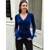 image:imageANRABESS Velvet Tops for Women Wrap Long Sleeve V Neck Shirt Dressy BlouseNavy Blue