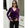 image:imageANRABESS Velvet Tops for Women Wrap Long Sleeve V Neck Shirt Dressy BlousePurple