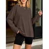 image:imageANRABESS Women Extra Soft Long Sleeve Shirts Oversized Thermal Fleece TopsBrown