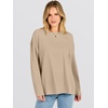 image:imageANRABESS Women Extra Soft Long Sleeve Shirts Oversized Thermal Fleece TopsKhaki
