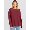 image:imageANRABESS Women Extra Soft Long Sleeve Shirts Oversized Thermal Fleece TopsRed