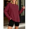 image:imageANRABESS Women Extra Soft Long Sleeve Shirts Oversized Thermal Fleece TopsRed