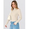 image:imageANRABESS Women Long Sleeve Mock Neck Shirts Fall Ruched Fitted Thermal TopsBeige