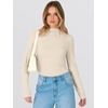 image:imageANRABESS Women Long Sleeve Mock Neck Shirts Fall Ruched Fitted Thermal TopsBeige