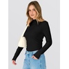 image:imageANRABESS Women Long Sleeve Mock Neck Shirts Fall Ruched Fitted Thermal TopsBlack