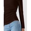 image:imageANRABESS Women Long Sleeve Mock Neck Shirts Fall Ruched Fitted Thermal TopsCoffee