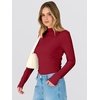 image:imageANRABESS Women Long Sleeve Mock Neck Shirts Fall Ruched Fitted Thermal TopsRed