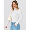 image:imageANRABESS Women Long Sleeve Mock Neck Shirts Fall Ruched Fitted Thermal TopsWhite