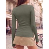image:imageANRABESS Women Long Sleeve Shirts Ribbed Fitted TopsArmy Green