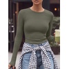 image:imageANRABESS Women Long Sleeve Shirts Ribbed Fitted TopsArmy Green