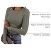 image:imageANRABESS Women Long Sleeve Shirts Ribbed Fitted TopsArmy Green