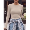 image:imageANRABESS Women Long Sleeve Shirts Ribbed Fitted TopsBeige