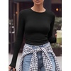 image:imageANRABESS Women Long Sleeve Shirts Ribbed Fitted TopsBlack