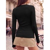 image:imageANRABESS Women Long Sleeve Shirts Ribbed Fitted TopsBlack