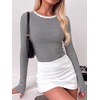 image:imageANRABESS Women Long Sleeve Shirts Ribbed Fitted TopsBlack White