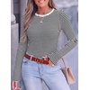 image:imageANRABESS Women Long Sleeve Shirts Ribbed Fitted TopsBlack White