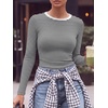 image:imageANRABESS Women Long Sleeve Shirts Ribbed Fitted TopsBlack White