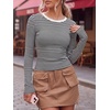 image:imageANRABESS Women Long Sleeve Shirts Ribbed Fitted TopsBlack White