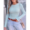 image:imageANRABESS Women Long Sleeve Shirts Ribbed Fitted TopsBlue Striped