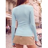 image:imageANRABESS Women Long Sleeve Shirts Ribbed Fitted TopsBlue Striped