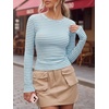 image:imageANRABESS Women Long Sleeve Shirts Ribbed Fitted TopsBlue Striped
