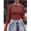 image:imageANRABESS Women Long Sleeve Shirts Ribbed Fitted TopsBrick Red
