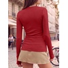 image:imageANRABESS Women Long Sleeve Shirts Ribbed Fitted TopsBright Red