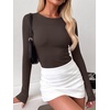 image:imageANRABESS Women Long Sleeve Shirts Ribbed Fitted TopsBrown