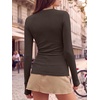image:imageANRABESS Women Long Sleeve Shirts Ribbed Fitted TopsBrown