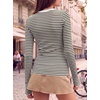 image:imageANRABESS Women Long Sleeve Shirts Ribbed Fitted TopsBrown Striped