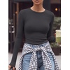 image:imageANRABESS Women Long Sleeve Shirts Ribbed Fitted TopsCharcoal