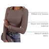 image:imageANRABESS Women Long Sleeve Shirts Ribbed Fitted TopsCoffee