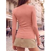 image:imageANRABESS Women Long Sleeve Shirts Ribbed Fitted TopsCoral
