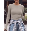 image:imageANRABESS Women Long Sleeve Shirts Ribbed Fitted TopsDark Khaki