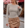 image:imageANRABESS Women Long Sleeve Shirts Ribbed Fitted TopsDark Khaki