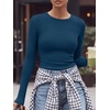 image:imageANRABESS Women Long Sleeve Shirts Ribbed Fitted TopsDeep Blue