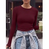 image:imageANRABESS Women Long Sleeve Shirts Ribbed Fitted TopsDeep Red