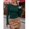 image:imageANRABESS Women Long Sleeve Shirts Ribbed Fitted TopsForest Green