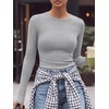 image:imageANRABESS Women Long Sleeve Shirts Ribbed Fitted TopsGrey