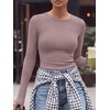 image:imageANRABESS Women Long Sleeve Shirts Ribbed Fitted TopsGrey Pink