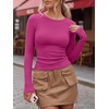 image:imageANRABESS Women Long Sleeve Shirts Ribbed Fitted TopsHot Pink