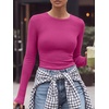 image:imageANRABESS Women Long Sleeve Shirts Ribbed Fitted TopsHot Pink