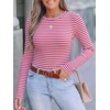 image:imageANRABESS Women Long Sleeve Shirts Ribbed Fitted TopsHot Pink White