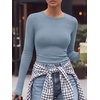 image:imageANRABESS Women Long Sleeve Shirts Ribbed Fitted TopsLight Blue