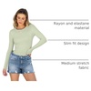 image:imageANRABESS Women Long Sleeve Shirts Ribbed Fitted TopsLight Green