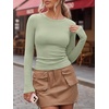 image:imageANRABESS Women Long Sleeve Shirts Ribbed Fitted TopsLight Green