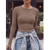 image:imageANRABESS Women Long Sleeve Shirts Ribbed Fitted TopsLight Khaki